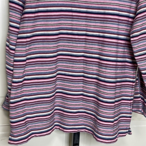 T By Talbots Top Tunic Women Sz XL Multicolor Rainbow Stripe Cotton Knit Comfort - Picture 7 of 9
